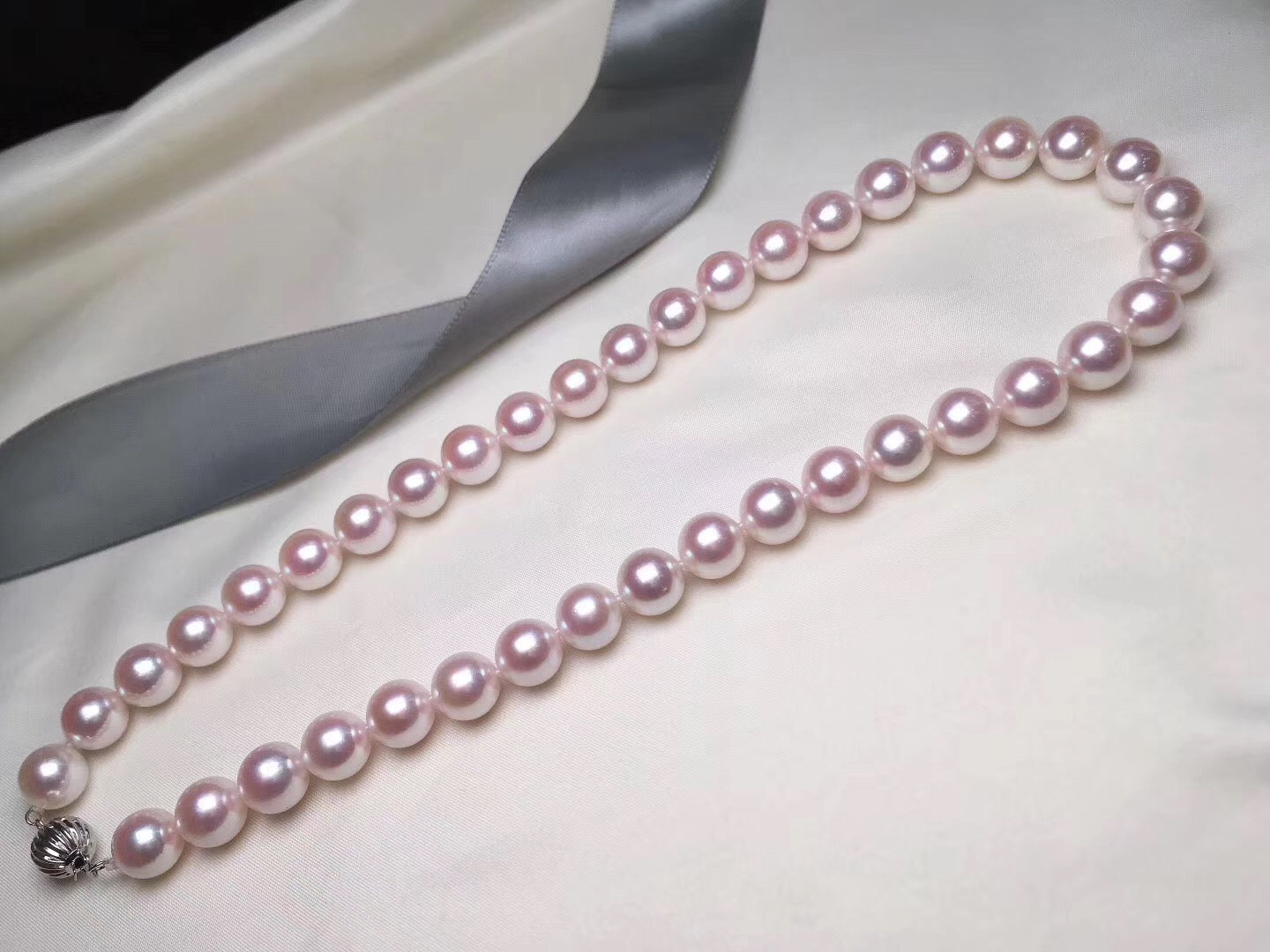 14k white gold akoya pearl necklace