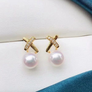 natural white Japanese akoya earrings