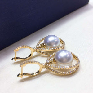 white south sea pearl strands earrings