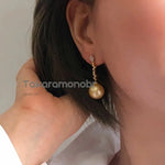 Load image into Gallery viewer, south sea cultured pearl hoop earrings
