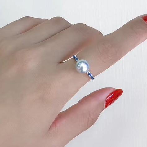 pearl and diamond stud ring