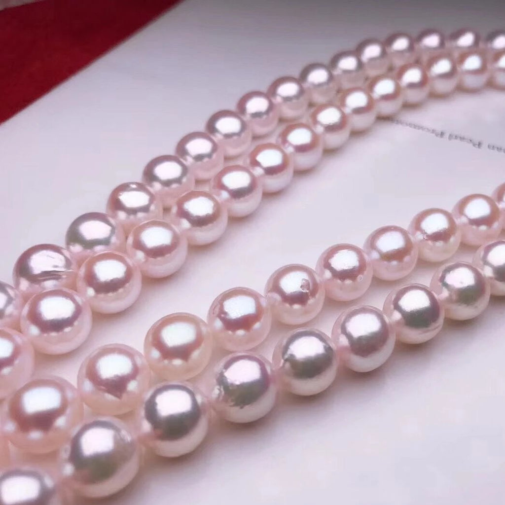 8.5-9.0 mm White Akoya Round Pearl Necklace for Woman - takaramonobr