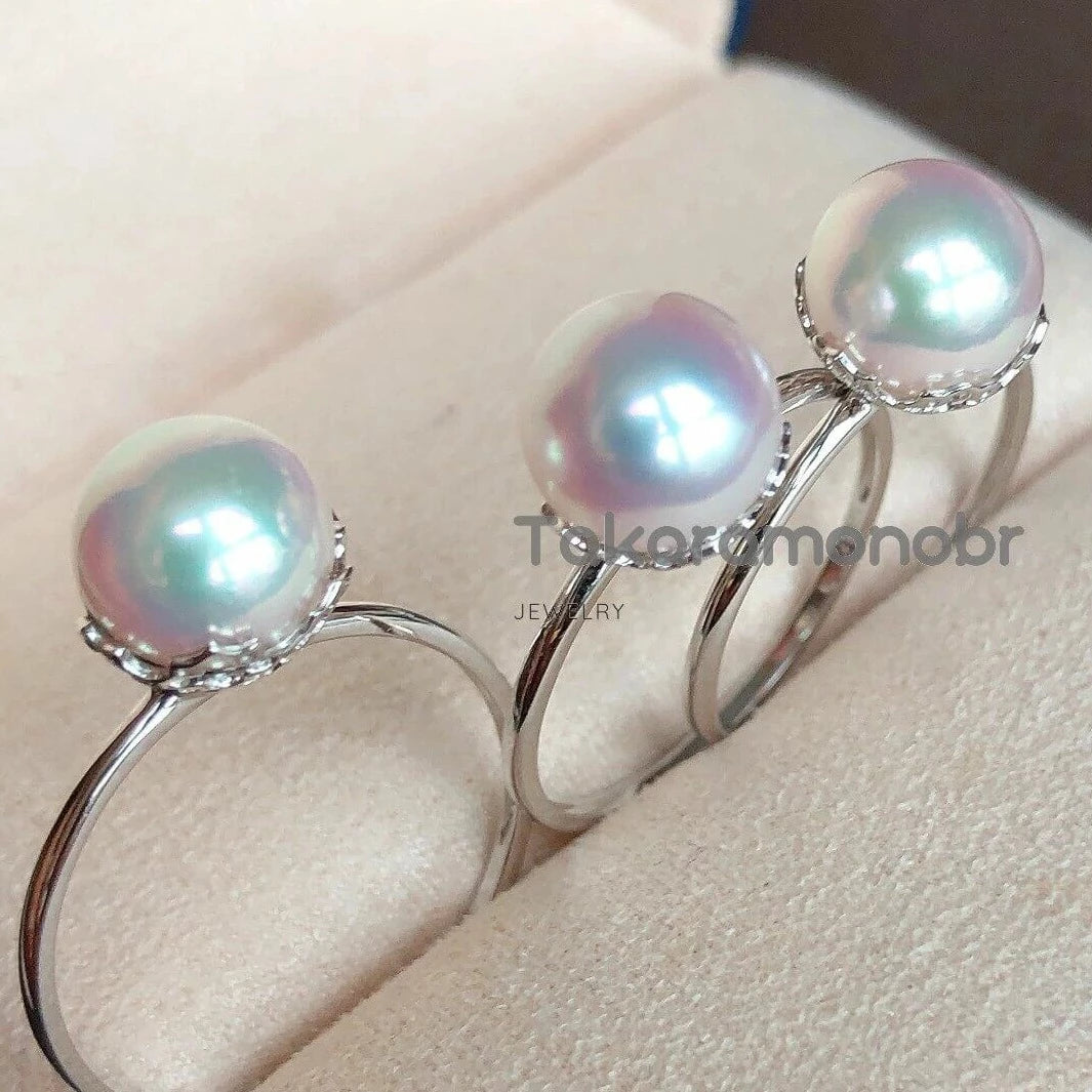 3 Japanese akoya pearl rings
