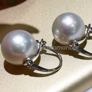 white south sea pearl earrings mounting