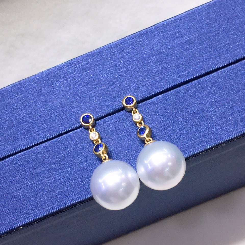 mens white south sea pearl earrings